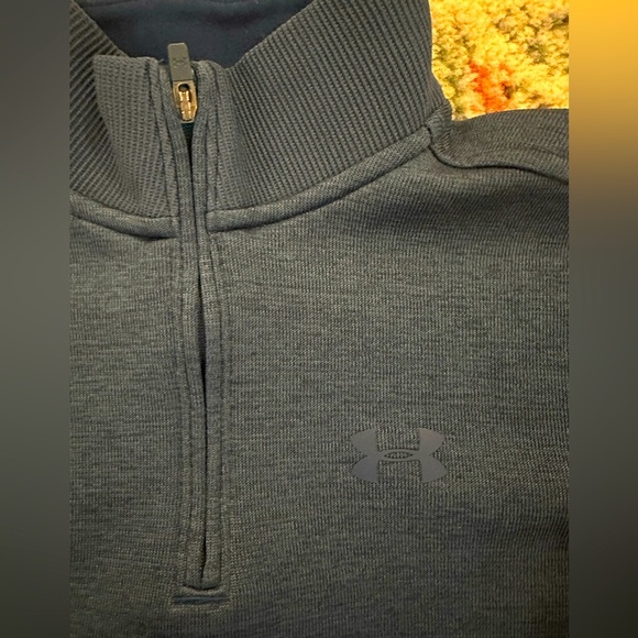 Youth Boys Under Armour Fleece Quarter Zip Navy Pullover Size Youth Medium - Picture 4 of 4
